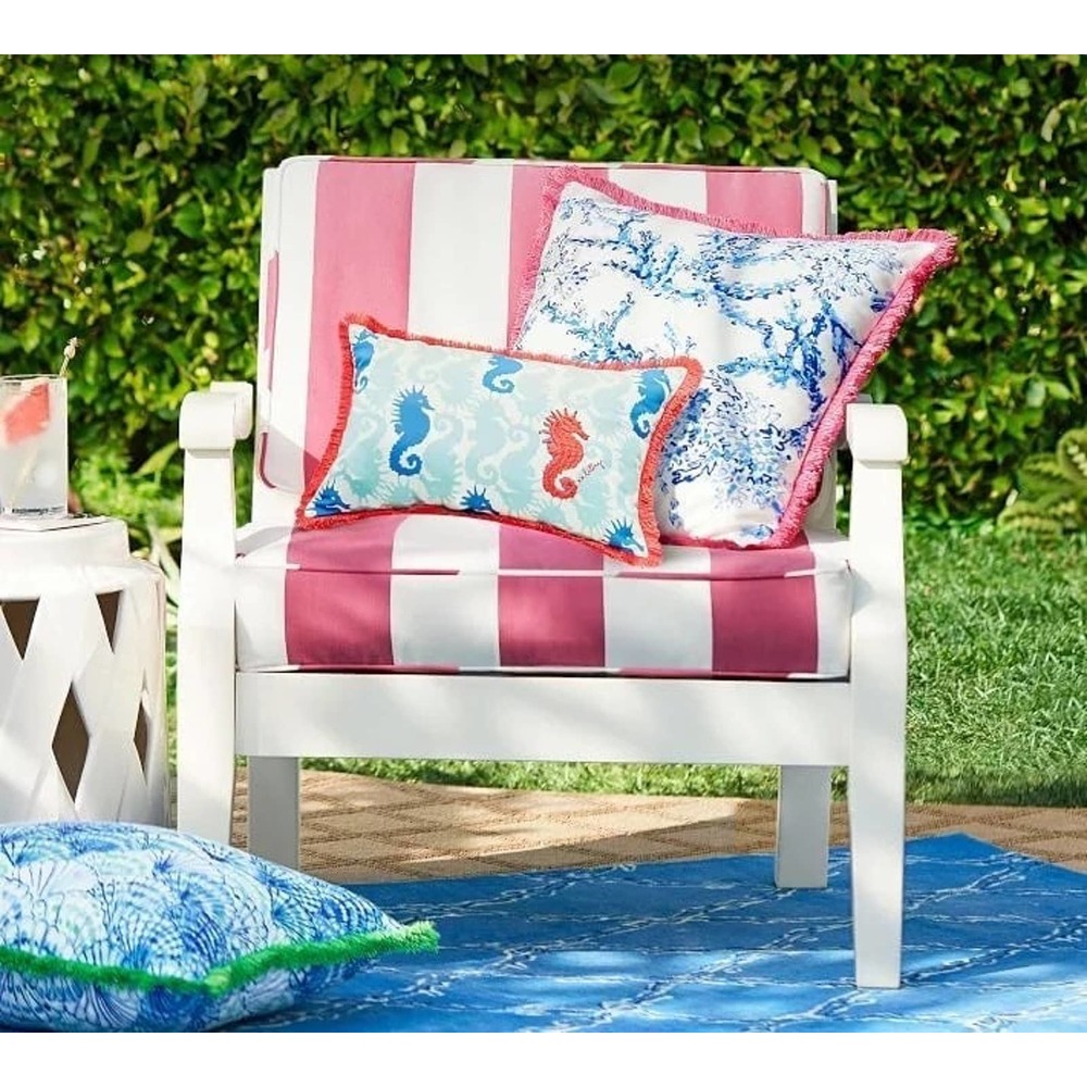 Pottery Barn Lilly Pulitzer Hold on to your horses Fringe Pillow 14x20